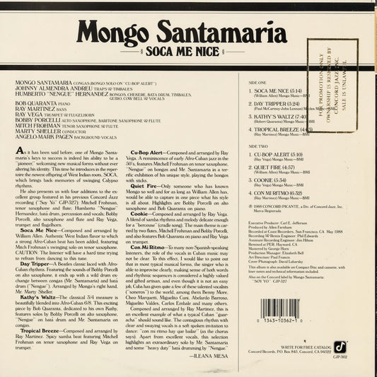 Mongo Santamaria - Soca Me Nice (CJP-362) 1988 US Concord Jazz Picante|中古LP
