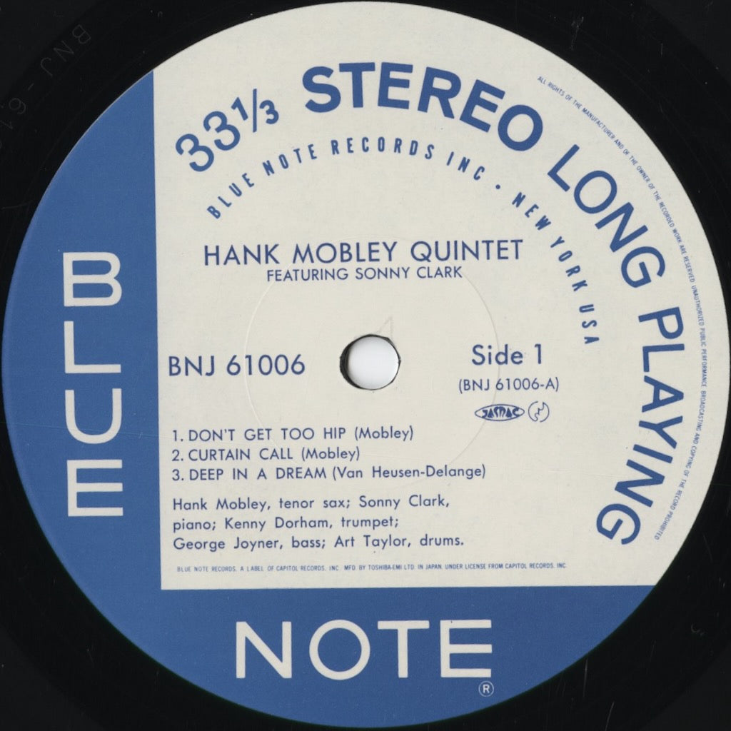 Hank Mobley - Hank Mobley Quintet Featuring Sonny Clark (BNJ 61006) 1984 JPN Blue Note|中古LP