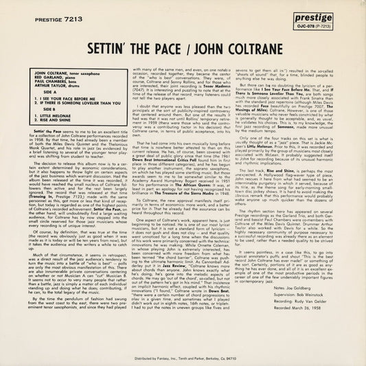 John Coltrane - Settin' The Pace (OJC-078) 1983 US Prestige / Original Jazz Classics|中古LP