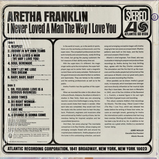 Aretha Franklin / アレサ・フランクリン / I Never Loved A Man The Way I Love You (SD8139)