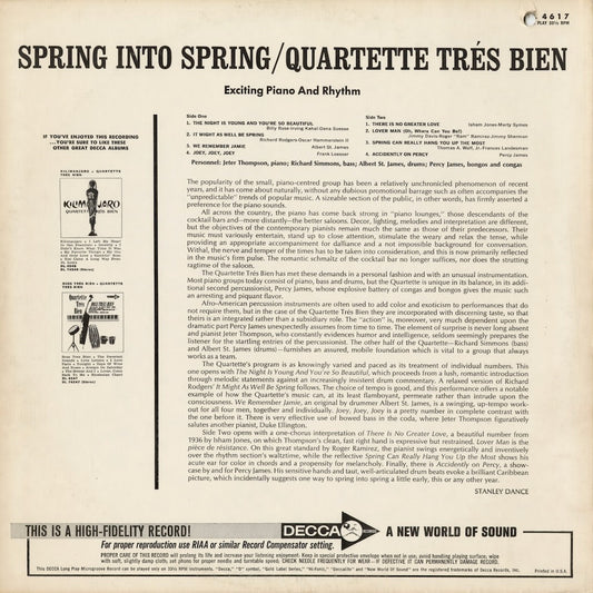 Quartette Tres Bien - Spring Into Spring (DL 4617) 1965 US Decca|中古LP