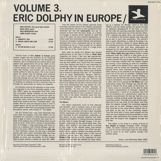 Eric Dolphy / エリック・ドルフィ / In Europe / Volume 3. (OJC-416)