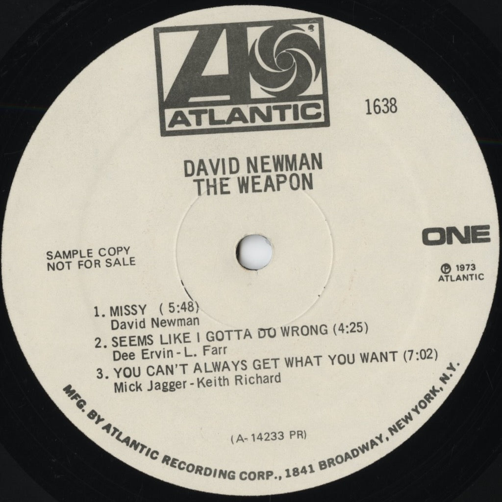 David Newman – The Weapons (SD 1638) LP 1973 US Atlantic Promo MONO| 中古LP