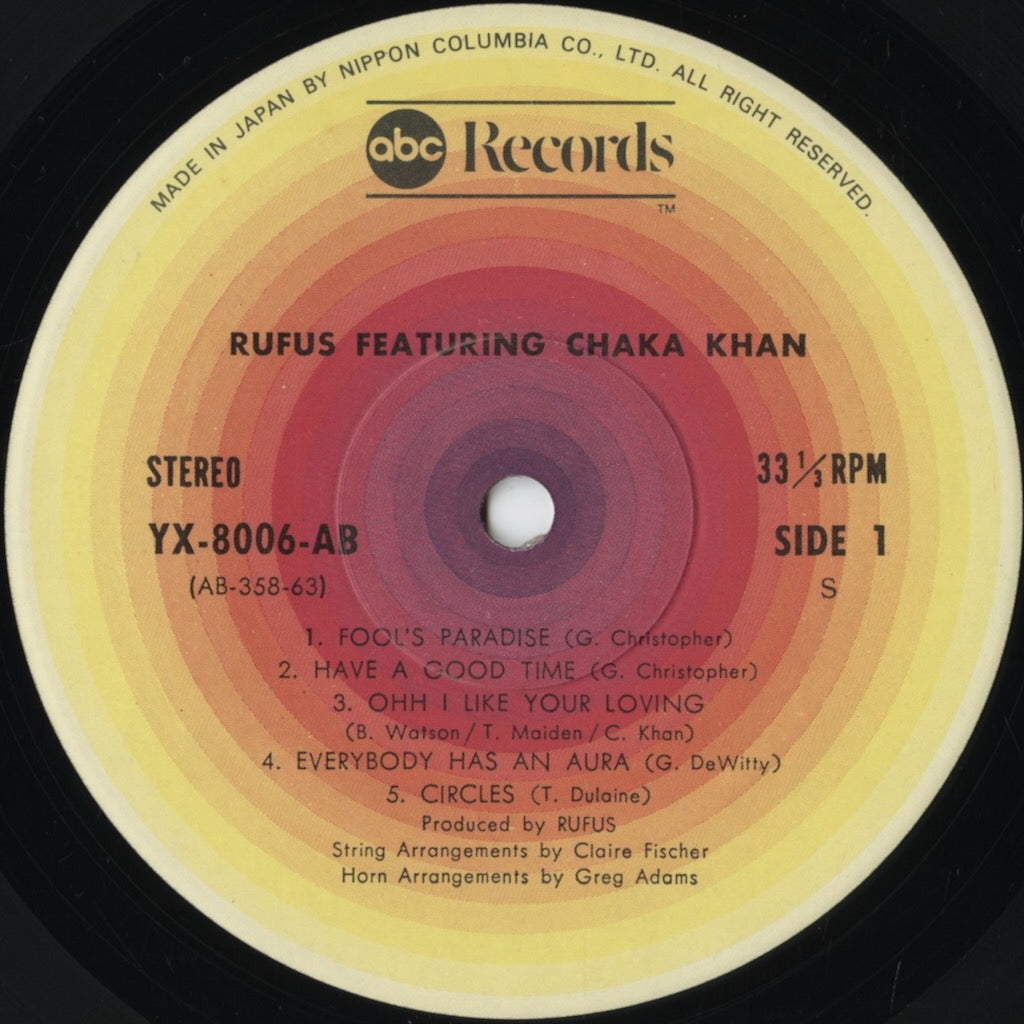 Rufus - Rufus Featuring Chaka Khan (YX-8006-AB) 1976 JPN ABC|中古LP