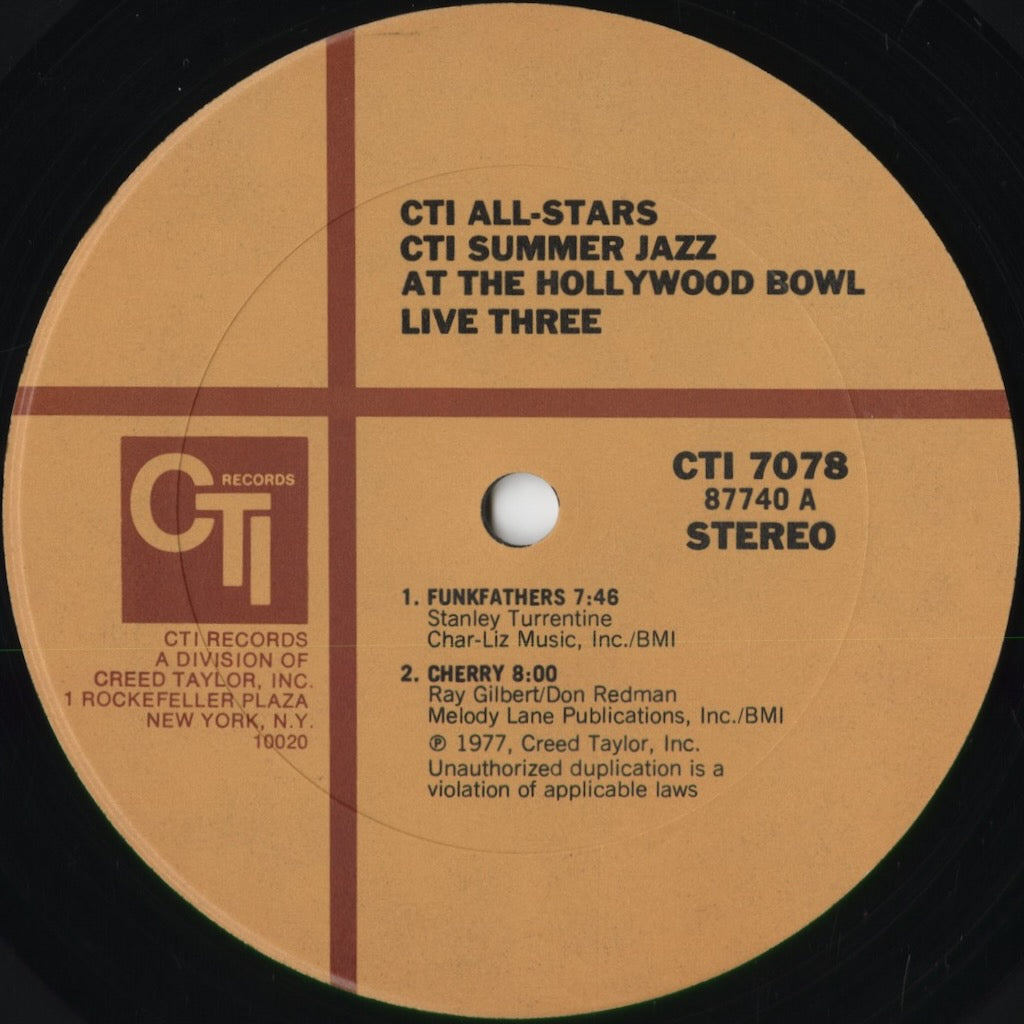 CTI All-Stars - CTI Summer Jazz At The Hollywood Bowl Live Three (CTI 7078) 1977 US CTI|中古LP