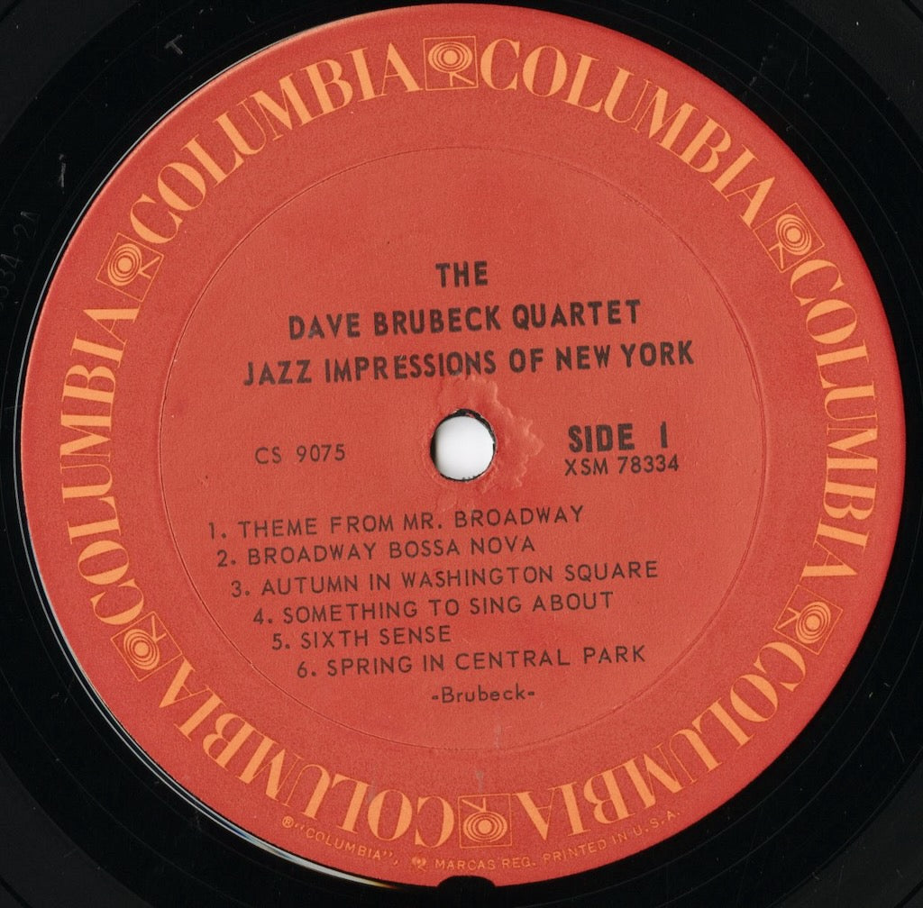 Dave Brubeck / デイヴ・ブルーベック・カルテット / Jazz Impressions Of New York (CS 9075)