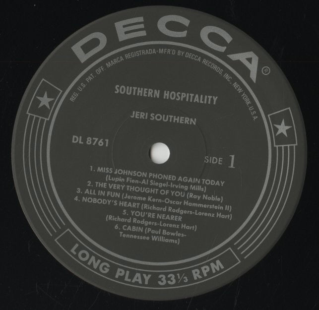 Jeri Southern / ジェリ・サザン / Southern Hospitality (MVJJ-30054)