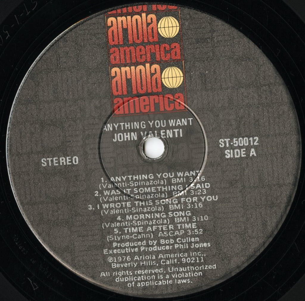 John Valenti - Anything You Want (ST-50012) LP 1976 US Ariola|中古LP
