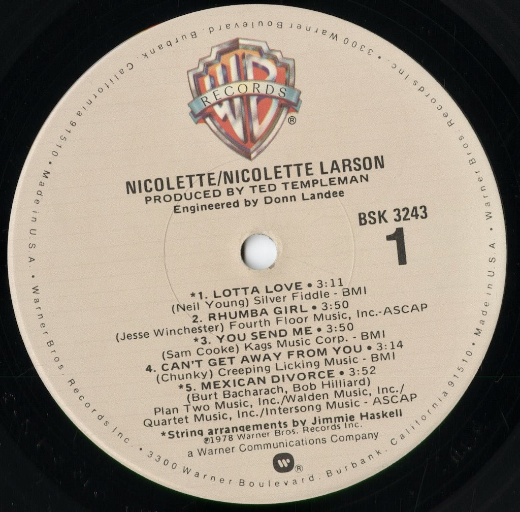 Nicolette Larson - Nicolette (BSK 3243) 1978 US Warner Bros.|中古LP