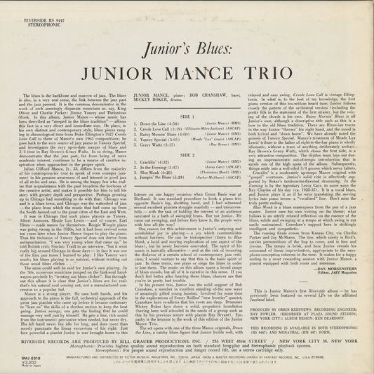Junior Mance - Junior's Blues (SMJ-6318) 1983 JPN Riverside|中古LP