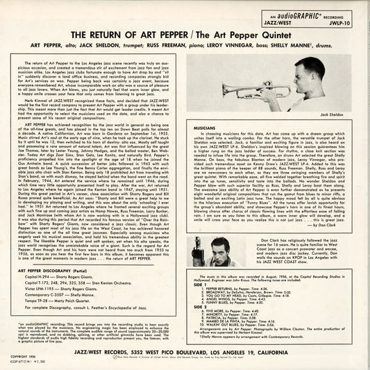 Art Pepper / アート・ペッパー / The Return Of Art Pepper (K23P-6712)