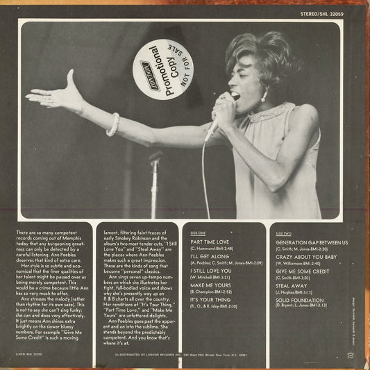 Ann Peebles - Part Time Love (SHL 32059) 1970 US Hi|中古LP