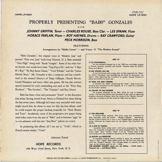 Babs Gonzales / バブス・ゴンザレス / Voila (FSR-702)