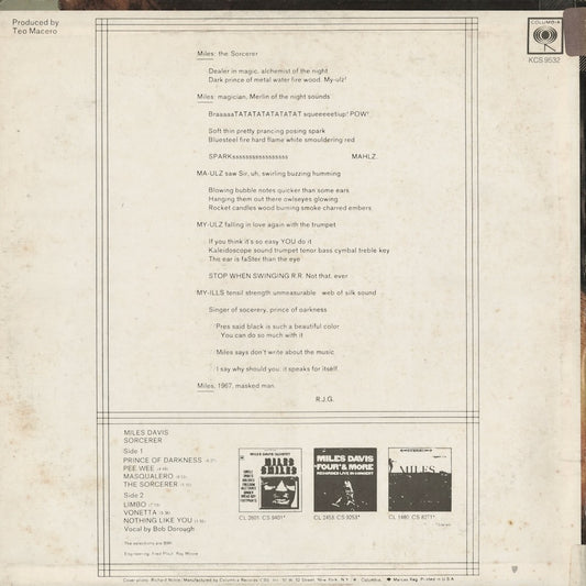 Miles Davis - Sorcerer (PC9532) 1977 US Columbia|中古LP