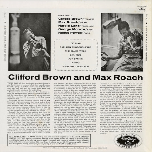 Clifford Brown and Max Roach / クリフォード・ブラウン - マックス・ローチ (15PJ-2018(M))