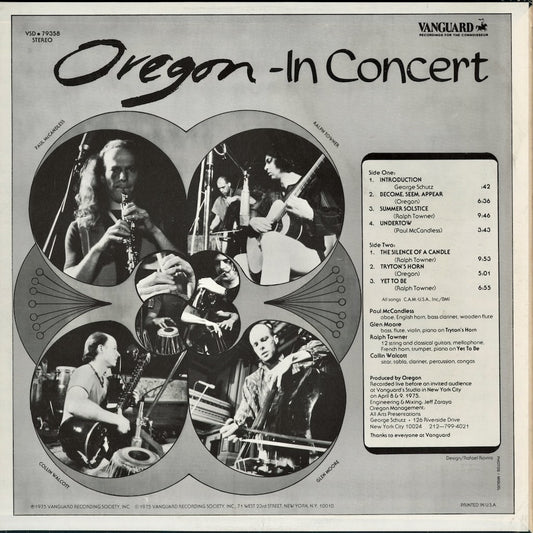 Oregon - In Concert (VSD 79358) 1978 US Vanguard|中古LP