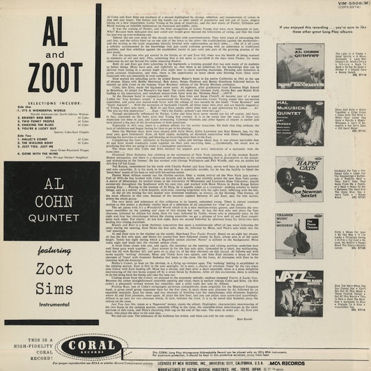 Al Cohn Quintet - Zoot Sims / アル・コーン ズート・シムズ / Al And Zoot (VIM-5508 (M))