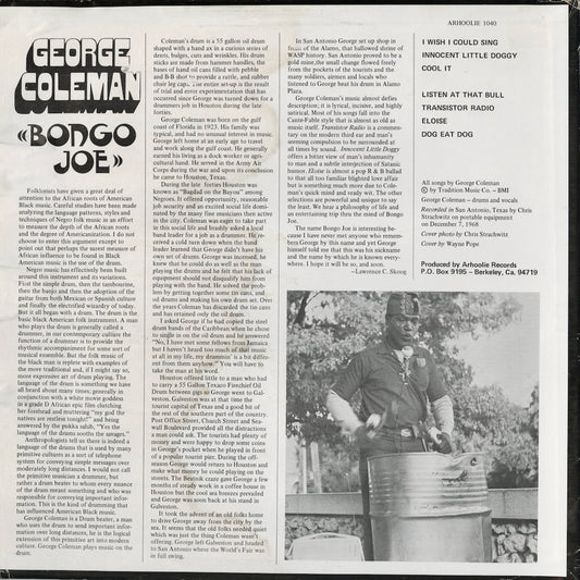 George Coleman - Bongo Joe (ST 1040) 1969 US Arhoolie|中古LP