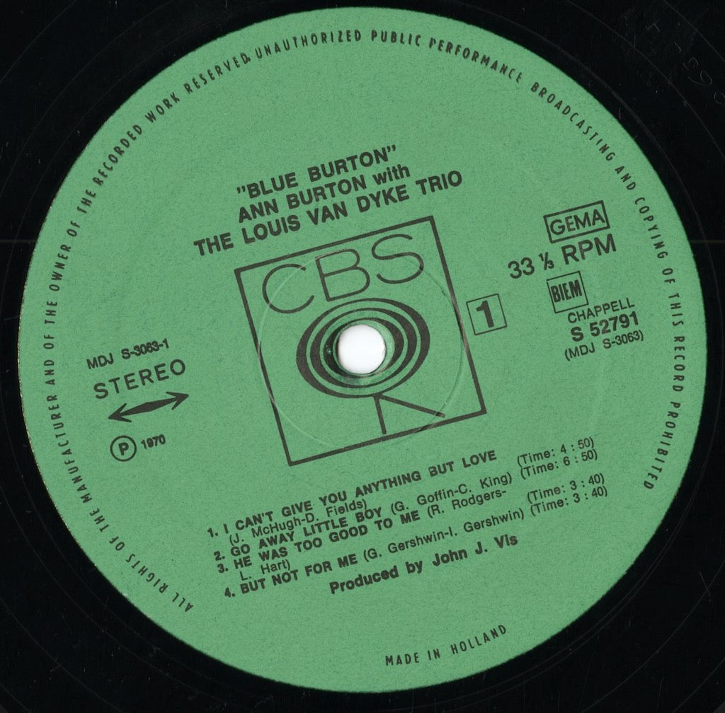 Ann Burton – Blue Burton (S 52791) LP 1970 Netherlands CBS|中古LP