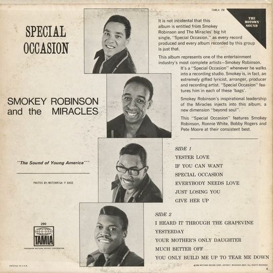 Smokey Robinson & The Miracles - Special Occasion (TS290) LP 1968 US TAMLA|中古LP