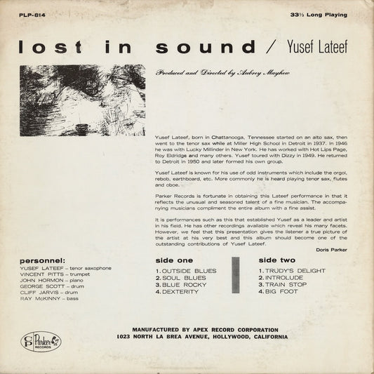 Yusef Lateef - Lost In Sound (PLP-814) LP 1960's US Charlie Parker|中古LP