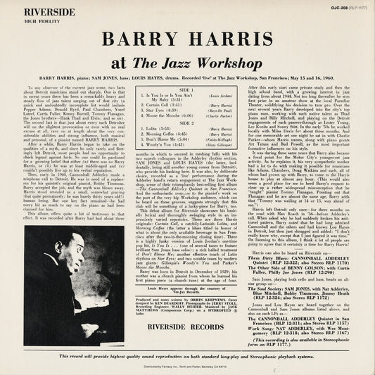 Barry Harris / バリー・ハリス / At The Jazz Workshop (OJC-208)