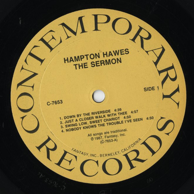 Hampton Hawes / ハンプトン・ホーズ / The Sermon (C-7653)