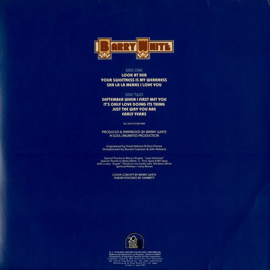 Barry White - Barry White The Man (GP 640) 1978 JPN 20th Century|中古LP