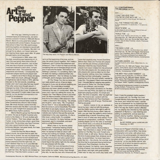 Art Pepper / アート・ペッパー / The Way It Was (LAX3131)