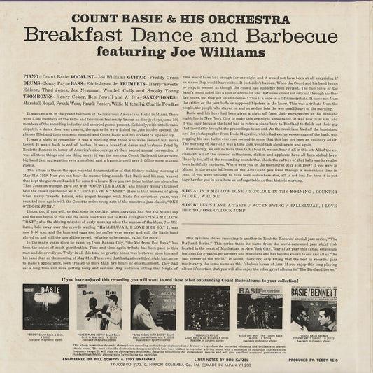 Count Basie & His Orchestra Featuring Joe Williams / カウント・ベイシー / Breakfast Dance And Barbecue (YY-7008-RO)
