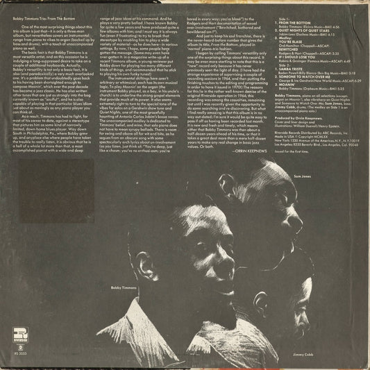 Bobby Timmons - From The Bottom (RS3053) 1970 US Riverside|中古LP