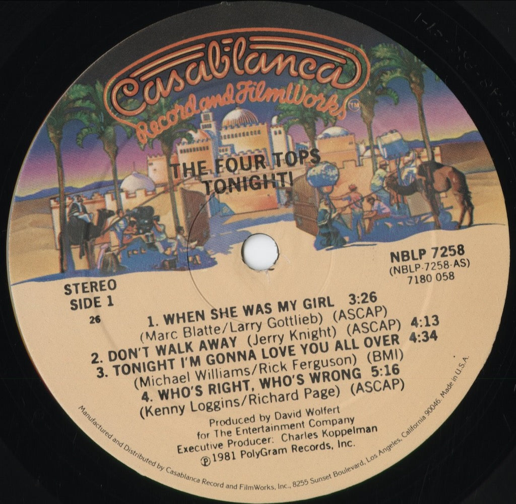 Four Tops - Tonight! (NBLP 7258) 1981 US Casablanca|中古LP