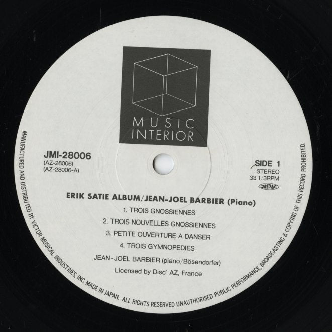 Jean-Joël Barbier / J.J.バルビエ / Erik Satie Album 巴里・夢のパッサカリア エリック・サティ・アルバム (JMI-28006) 細野晴臣・選曲