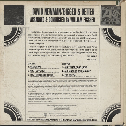 David Newman / デヴィッド・ニューマン / Bigger & Better (SD 1505)