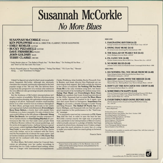 Susannah McCorkle / スザンナ・マッコークル / No More Blues (CJ-370)