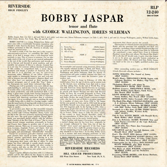 Bobby Jaspar / ボビー・ジャスパー / Tenor And Flute (SMJ-6156)