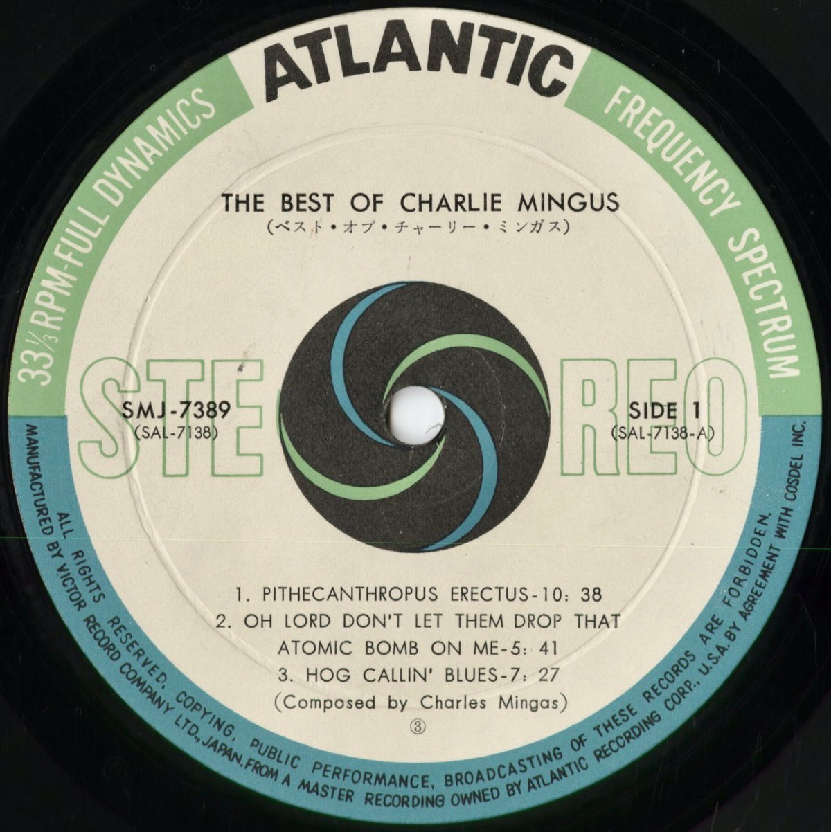 Charlie Mingus - The Best Of Charlie Mingus (SMJ-7389) 1966 JPN Atlantic|中古LP
