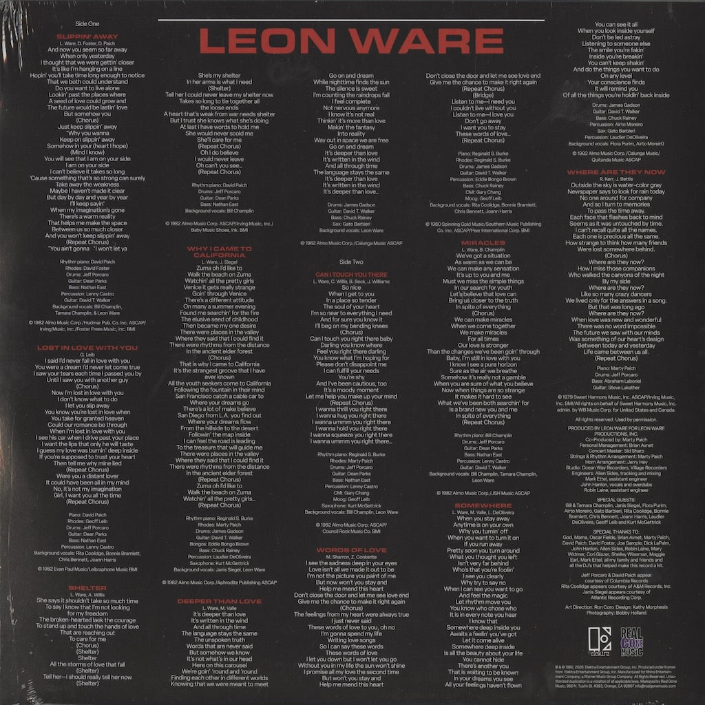 Leon Ware Leon Ware LP 2026 US Real Gone Music RGM-2062 Back cover Elektra