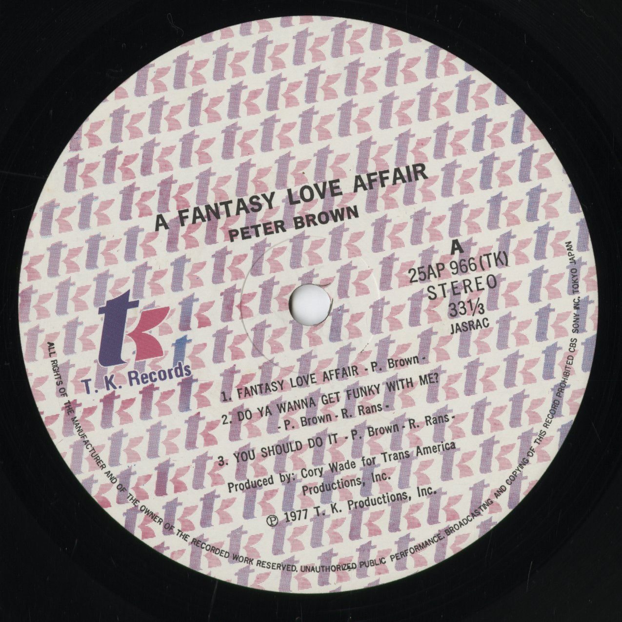 Peter Brown - Do You Wanna Get Funky With Me? (25AP 966) 1978 JPN T.K. Records|中古LP