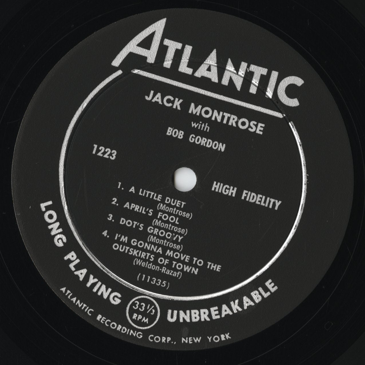 Jack Montrose With Bob Gordon - Arranged/Played/Composed (Atlantic 1223) LP 1955 US Atlantic|中古LP
