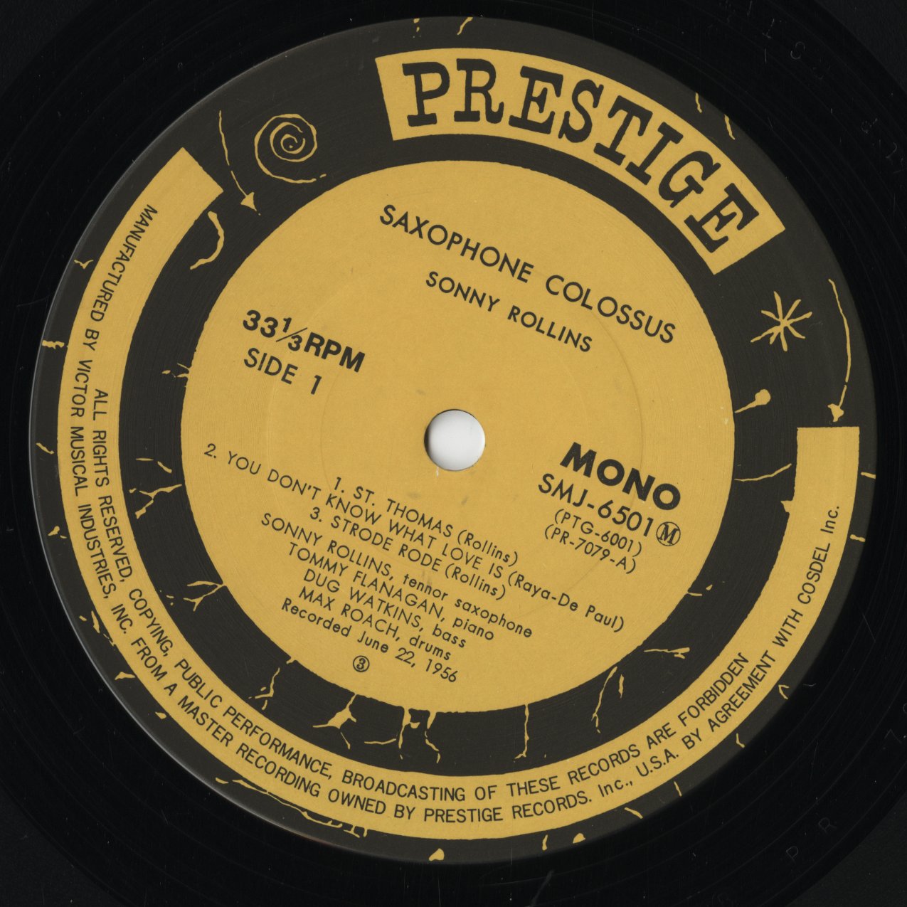 Sonny Rollins - Saxophone Colossus (SMJ-6501M) 1976 JPN Prestige|中古LP