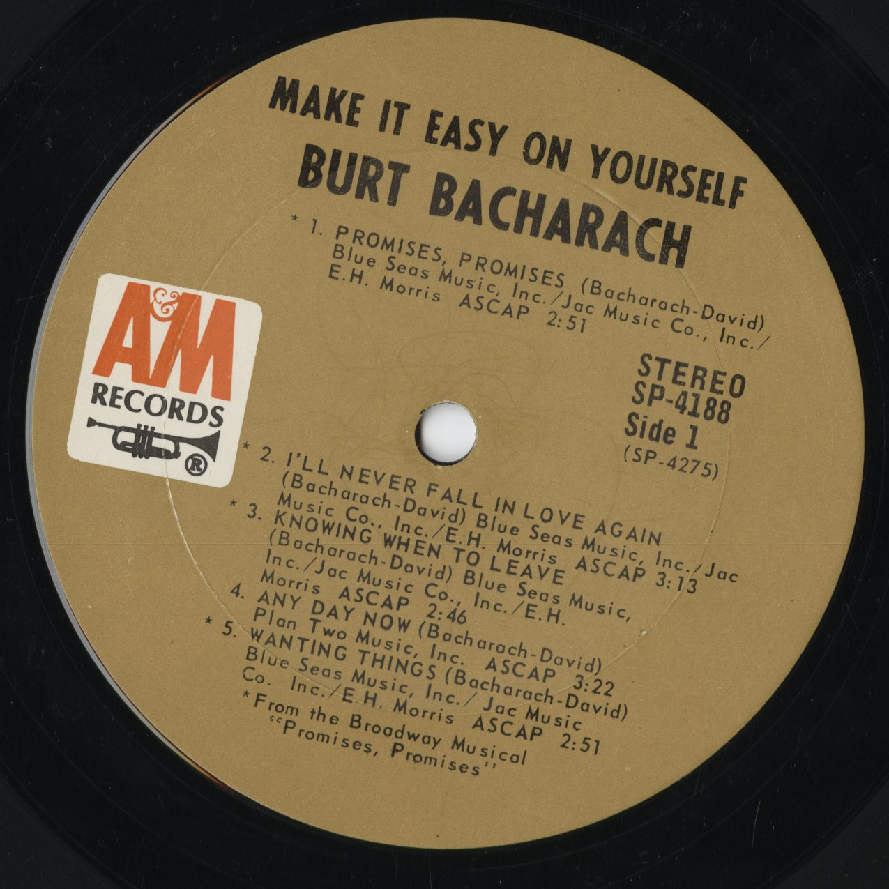 Burt Bacharach - Make It Easy On Yourself (SP4188) 1970 US A&M|中古LP