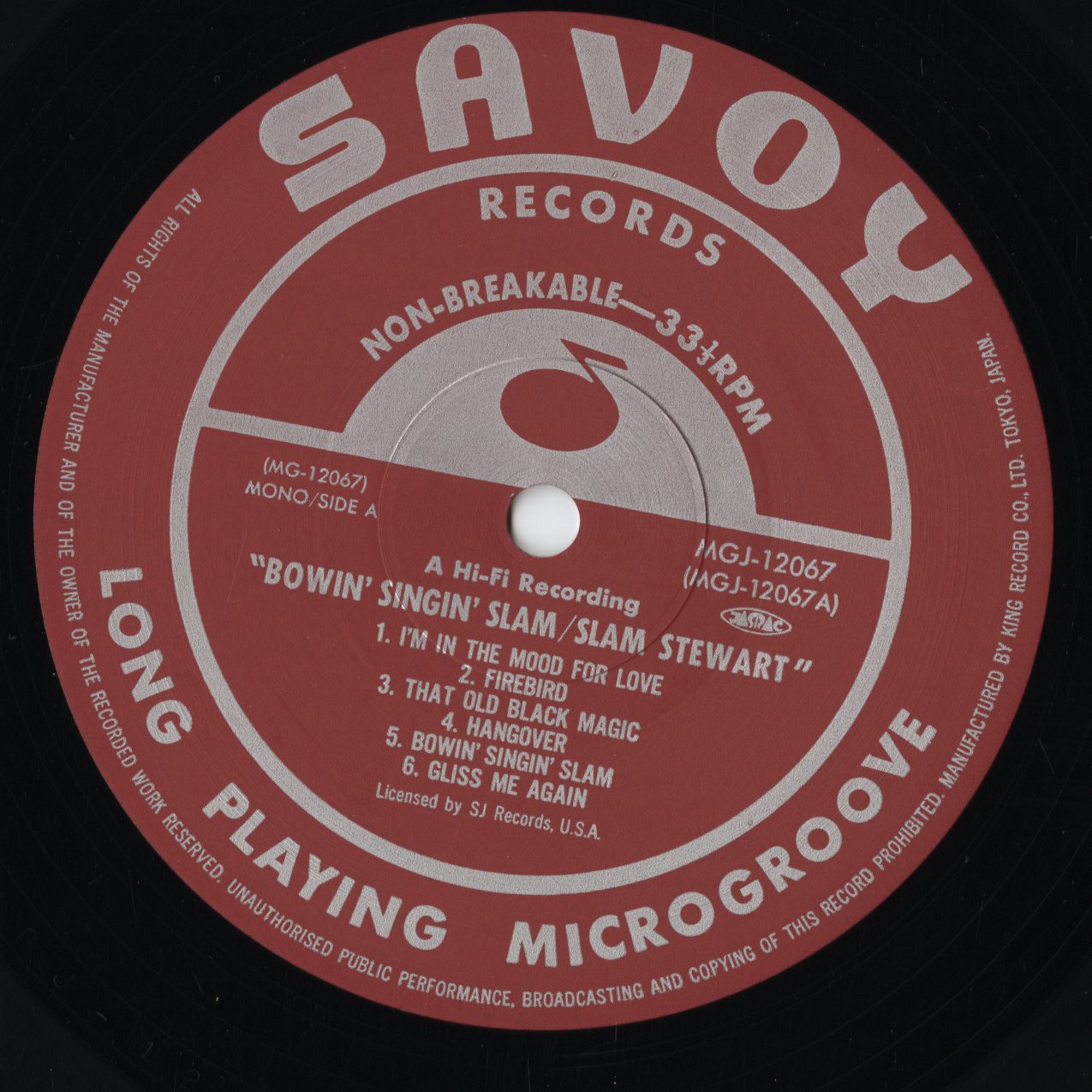 Slam Stewart - Bowin' Singin' Slam (MGJ-12067) LP 1985 JPN Savoy|中古LP