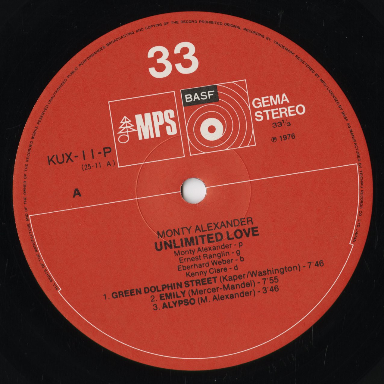 Monty Alexander - Unlimited Love (Live & In Concert) (KUX-11-P) 1977 JPN MPS|中古LP