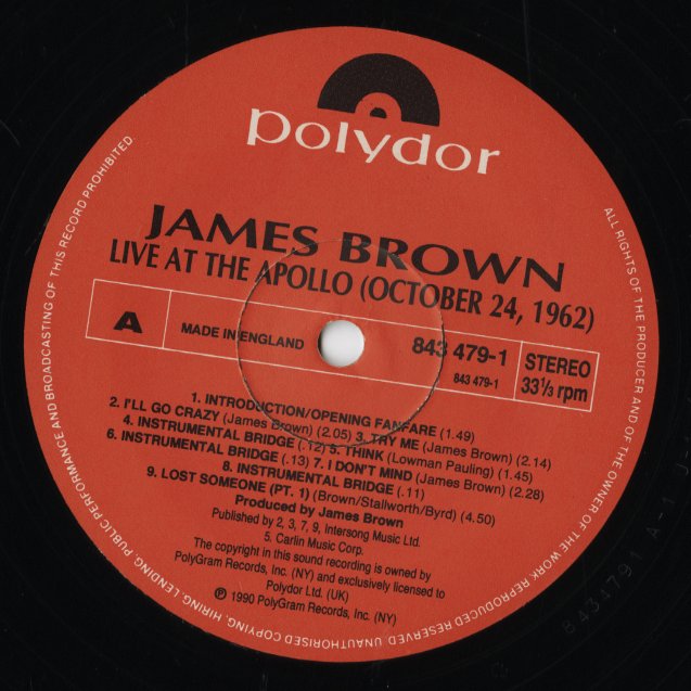 James Brown / ジェイムス・ブラウン / Live At The Apollo, 1962 (843 479-1)