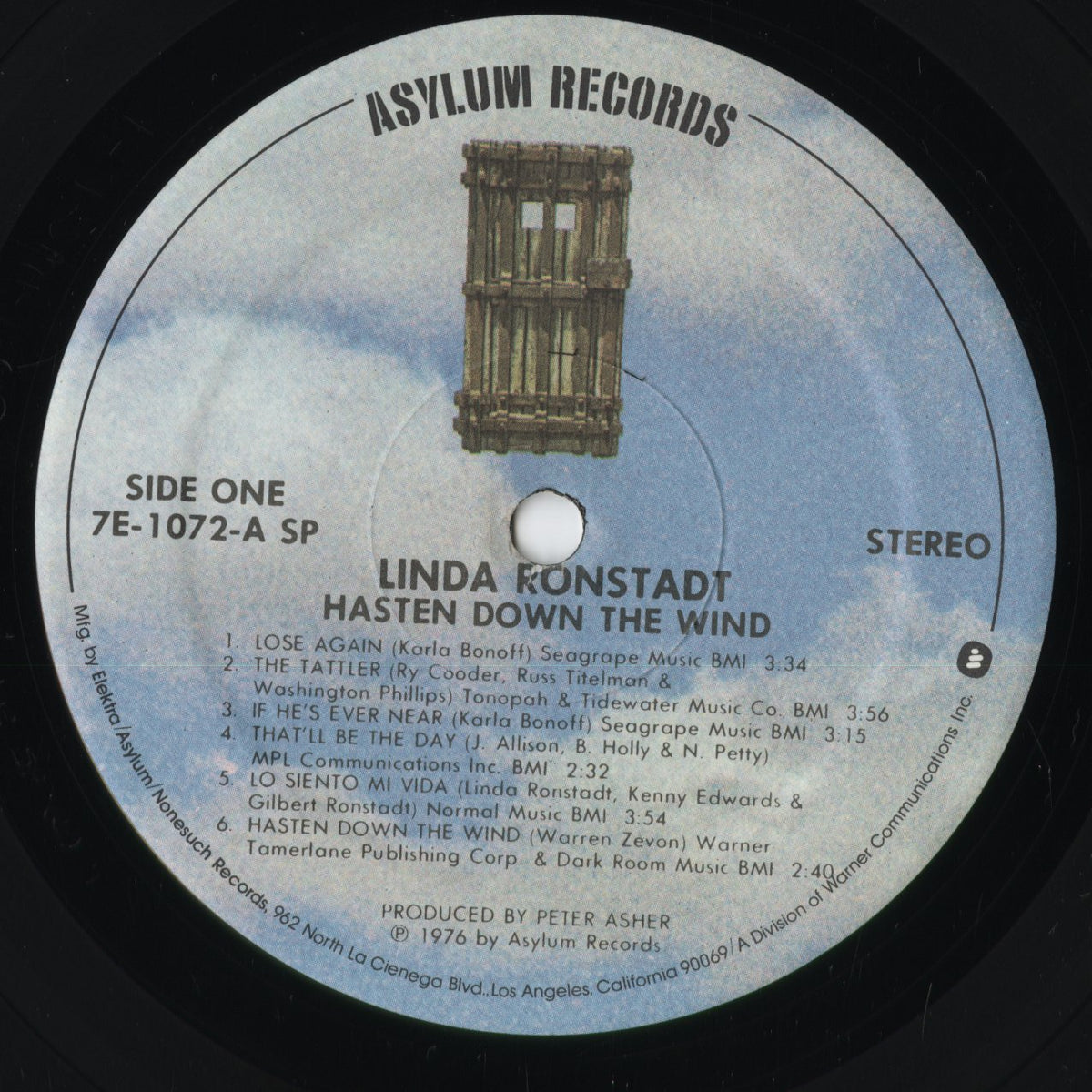 Linda Ronstadt - Hasten Down The Wind (7E-1072) LP 1976 US Asylum|中古LP
