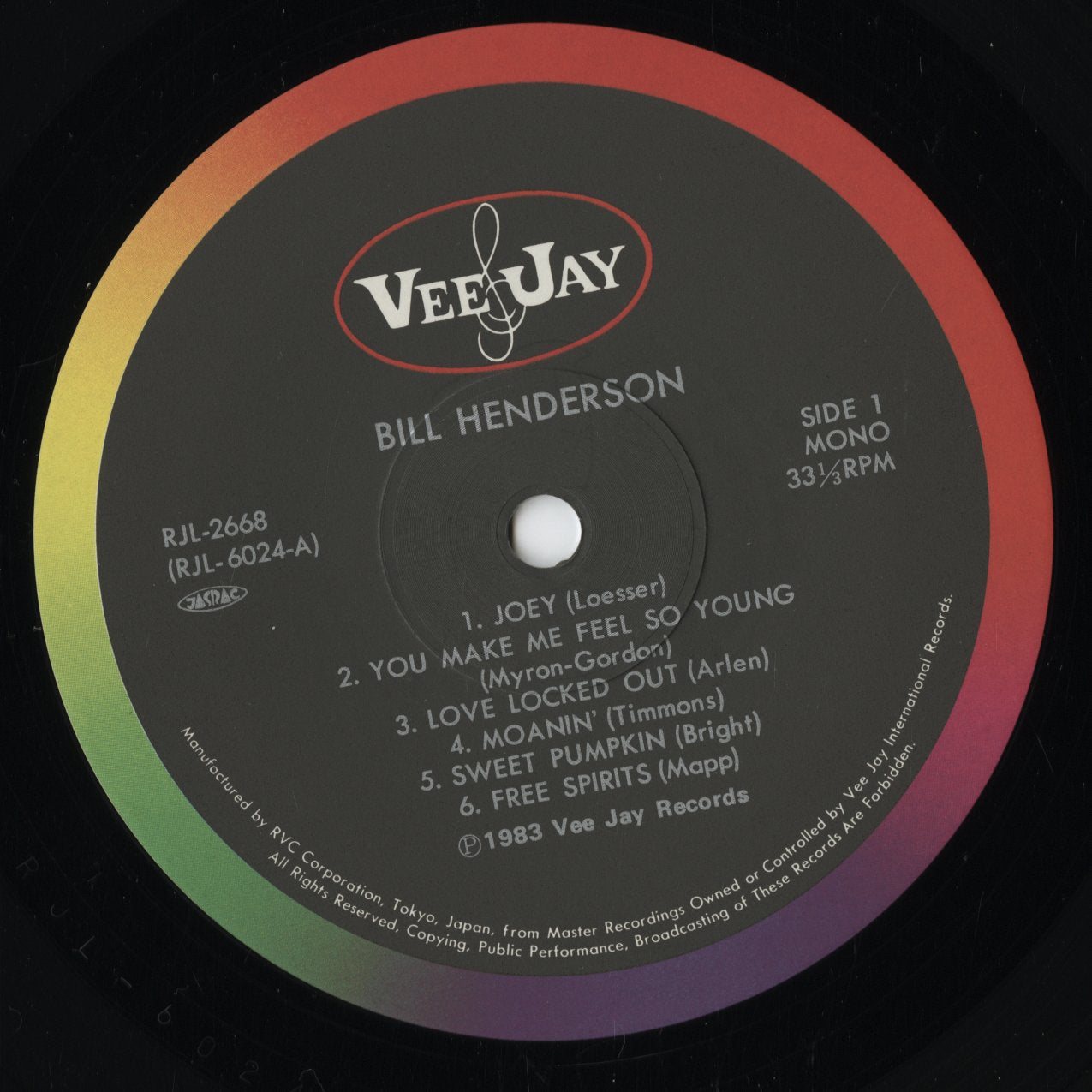 Bill Henderson - Sings (RJL-2668M) LP 1983 JPN Vee Jay|中古LP