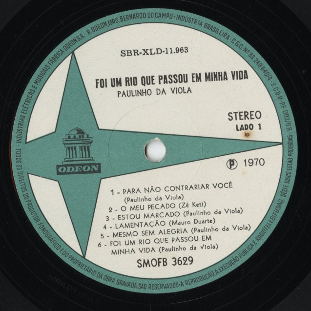 Paulinho Da Viola - Foi Um Rio Que Passou Em Minha Vida (SMOFB 3629) LP 1970 BRA Odeon|中古LP