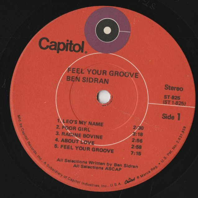Ben Sidran / ベン・シドラン / Feel Your Groove (ST-825)
