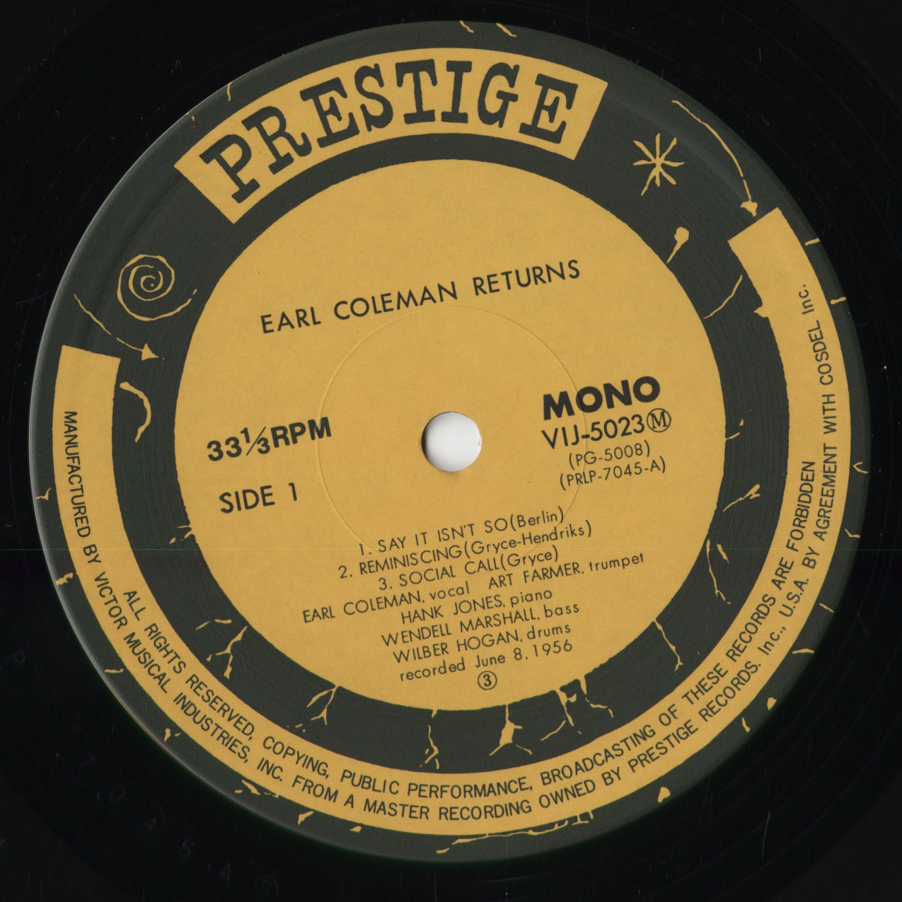 Earl Coleman - Returns (VIJ-5023M) 1977 JPN Prestige / Victor|中古LP